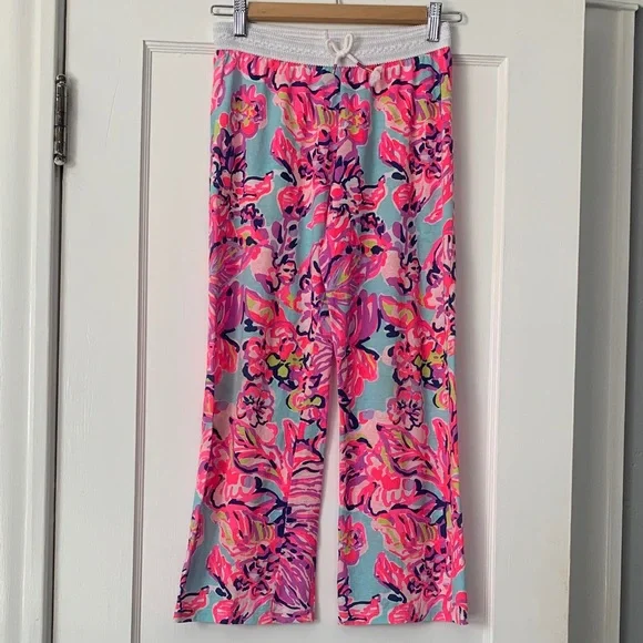 Lily Pulitzer Girls Bright Pink Pajama Loungewear Pants EUC 8/10 Large - Picture 1 of 13